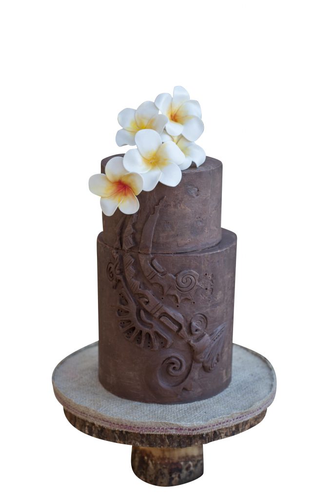 Hawaiian tribal pattern inspired cake template in Cake Masters Magazine.