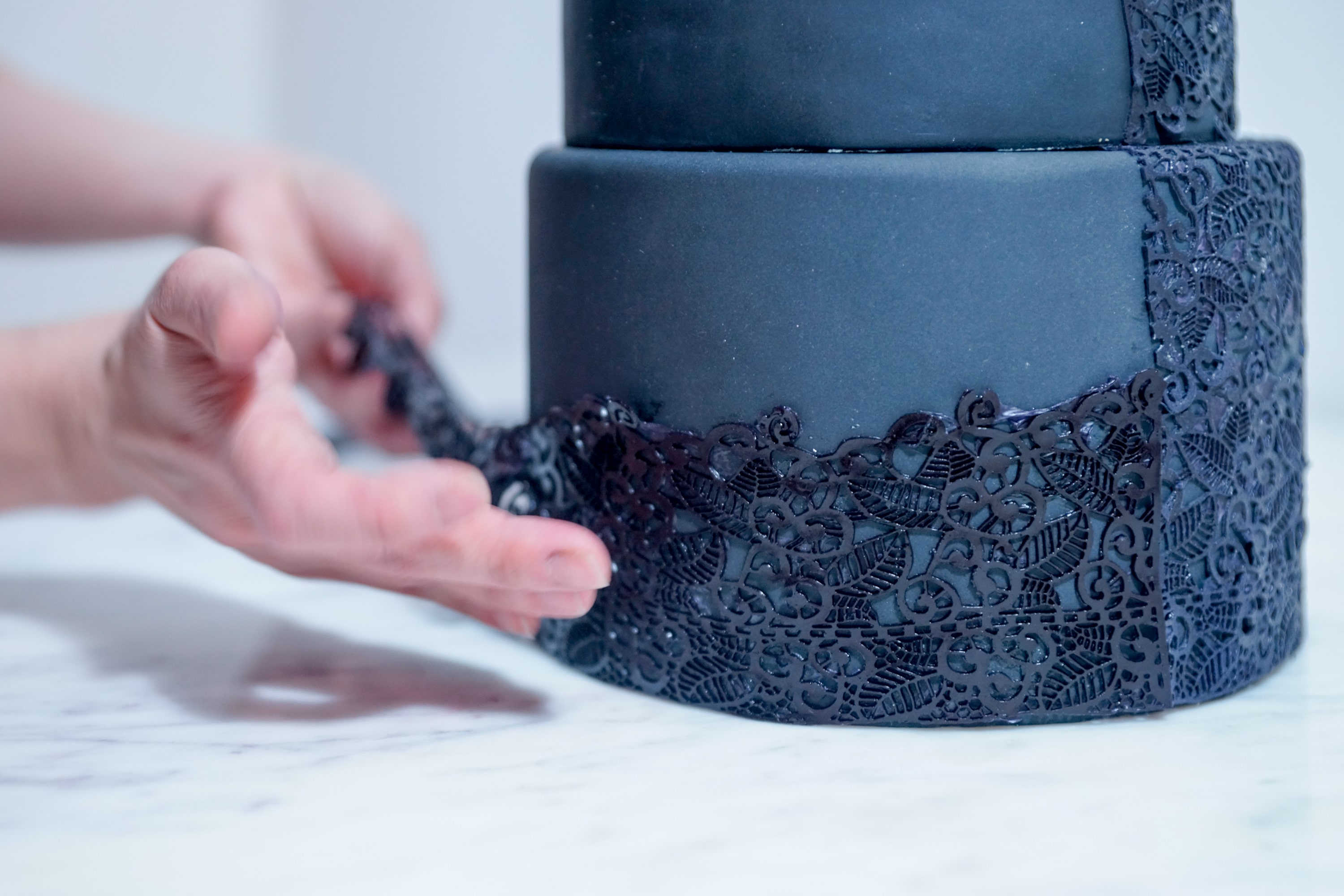 Black Lace Wedding Cake