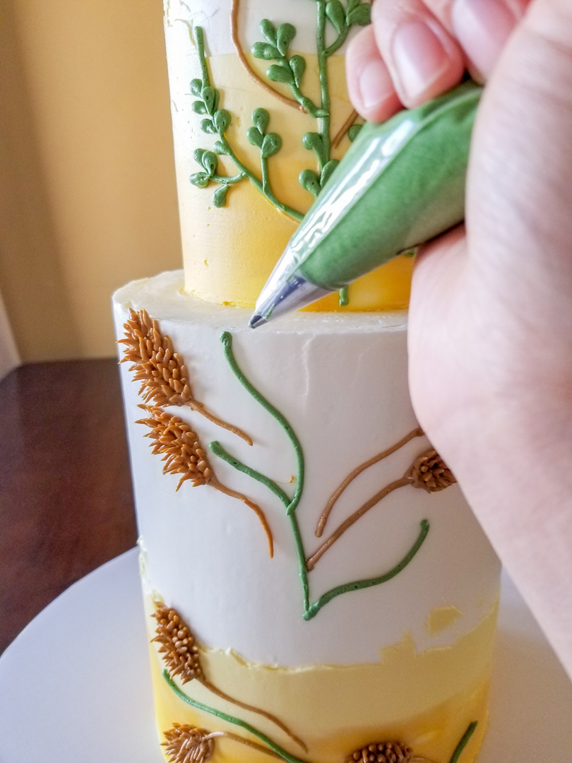 Blend and pipe a buttercream meadow